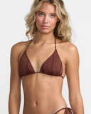 RVCA Womens Sweetness Halter Tri Bikini Top - Mocha