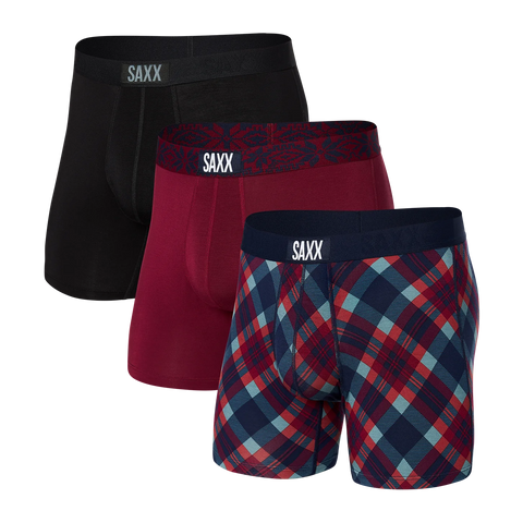 Saxx Vibe Underwear 3 Pack - Olympia/Holiday Waistband/Black