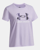 Under Armour Girls UA Tech™ Print Fill Tee - Purple Crest / White - 536