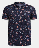 Under Armour Boys' UA Matchplay Printed Polo - Midnight Navy / Posh Pink / Castlerock - 410