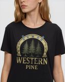 Tentree Women's Western Pine T-Shirt - Meteorite Black Yellow