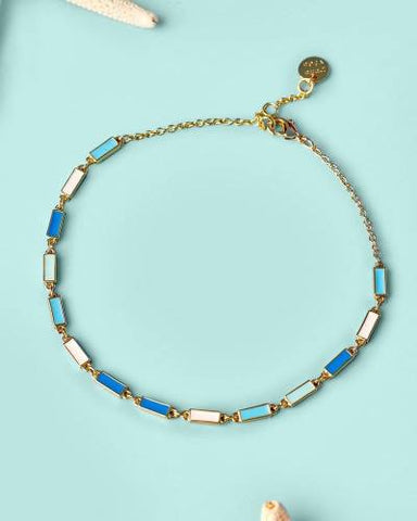 Pura Vida Enamel Bar Chain Anklet ~ Gold
