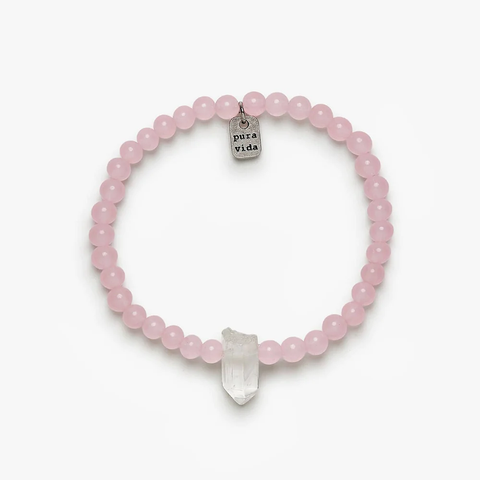 Pura Vida Intention Stretch Bracelet ~ Rose Quartz