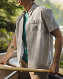 Tentree Mens Hopkins Shortsleeve Button Up Pocket Shirt - Sand Stone Graphite