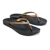 OluKai Women's Lalahi Leather Beach Sandals - Tan / Lava Rock