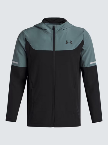 Under Armour Boys' Tech Utility Woven Jacket - Black / Jasper Blue - 002