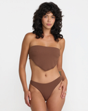 RVCA Womens Crinkle Medium French Bikini Bottoms - Chocolate