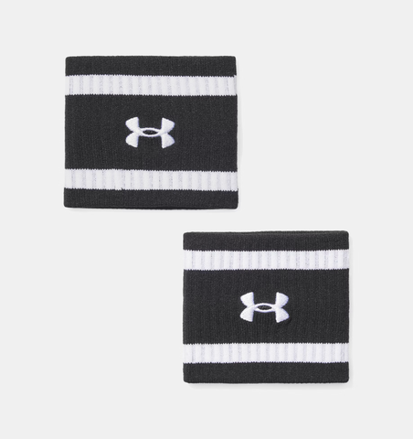 Under Armour Unisex UA Lightweight Terry Wrist Bands - Black / White - 001