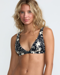 RVCA Womens Days Like These Fixed Tall Tri Bikini Top - Black Floral