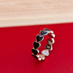 Pura Vida Mood Love Hearts Enamel Ring ~ Silver