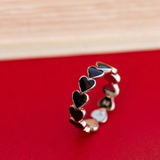 Pura Vida Mood Love Hearts Enamel Ring ~ Silver