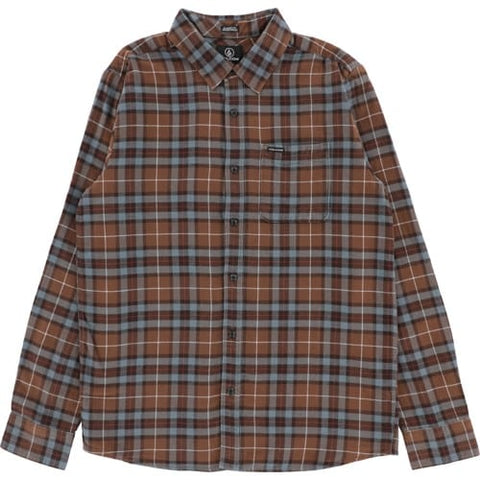 RVCA Mens Caden Plaid Shirt - Brown stone