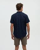 Tentree Mens Lake Life Mancos Collar Short Sleeve Shirt - Midnight Blue / Lake Life