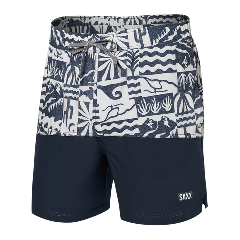 Saxx Mens Oh Buoy Stretch Volley 5" Swim Short - West Coast - India Ink