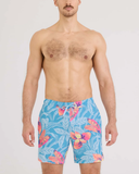 Saxx Mens Oh Buoy 2N1  Volley 7" Swim Short -  Nocturnal Orchid - Azure
