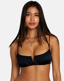 RVCA Womens Solid Shirred V-Wire Bralette Bikini Top