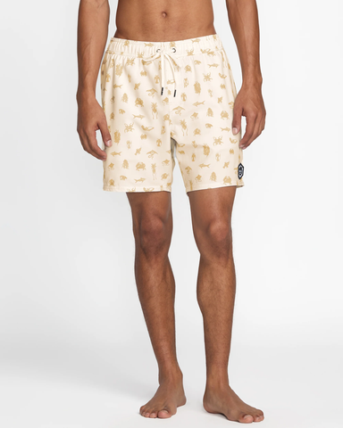 RVCA Sea Life Elastic Swim Trunk - Natural
