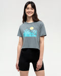 Tentree Women's Seaforestation Crop T-Shirt - Anchor Grey / Sea Blue