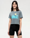 Tentree Women's Seaforestation Crop T-Shirt - Anchor Grey / Sea Blue