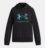Under Armour Girls' UA Rival Fleece Shimmer Hoodie - Black / Iridescent - 005
