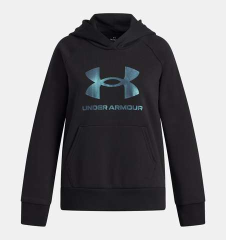 Under Armour Girls' UA Rival Fleece Shimmer Hoodie - Black / Iridescent - 005