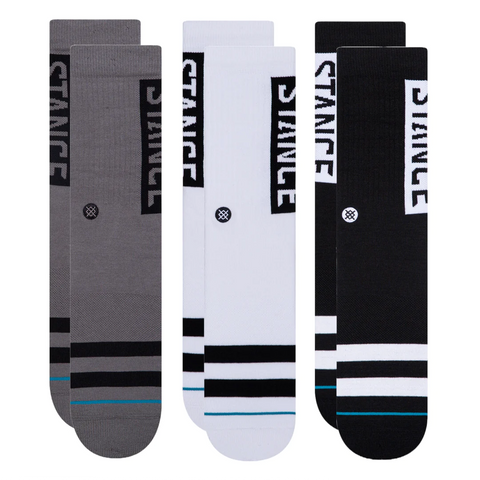 Stance OG Crew Socks 3 Pack - Black/White