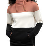 Tentree Women's Blocked Banshee TreeFleece Hoodie - Clay Tile/Undyed/Meteorite Black