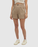 Tentree Women's Cascades Relaxed High Rise Pull-On Shorts - Khaki