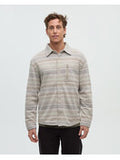 Tentree Mens Thompson Relaxed Brushed Cotton Overshirt Shacket - Sand Stone Multi Stripe