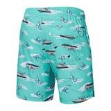 Saxx Mens Oh Buoy Stretch Volley 7" Swim Short - Sharkskin - Turquoise