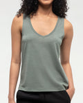 Tentree Womens Kinney TreeBlend Double V-Neck Tank - Agave Green Heather