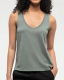 Tentree Womens Kinney TreeBlend Double V-Neck Tank - Agave Green Heather