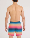 Saxx Mens Oh Buoy 2N1  Volley 7" Swim Short - Hazy Stripe - Sunset