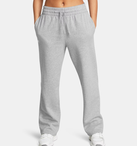 Under Armour Women's UA Rival Fleece Straight Leg Pant - Mod Gray Light Heather / White - 011