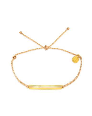 Pura Vida Enamel Stripe Bar Gold Bracelet ~ Beige