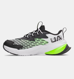 Under Armour Boys' PS UA Scramjet 7 Running Shoes - White / Hyper Green - 100