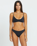 Volcom Womens Simply Seamless Crop Bikini Top - Black