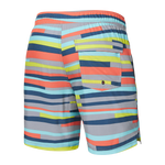 Saxx Mens Oh Buoy Stretch Volley 7" Swim Short - Improv Stripe - Alloy Multi