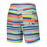 Saxx Mens Oh Buoy Stretch Volley 7" Swim Short - Improv Stripe - Alloy Multi