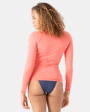 Roxy Women's Whole Hearted Long Sleeve Rashguard - Hotcoral