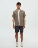 Tentree Mens Copeland Slub Cotton Shortsleeve Button Shirt - Clay Flash Stripe