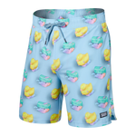Saxx Mens Oh Buoy Stretch Volley 7" Swim Short - Fresh N' Clean - Blue