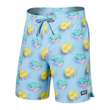 Saxx Mens Oh Buoy Stretch Volley 7" Swim Short - Fresh N' Clean - Blue