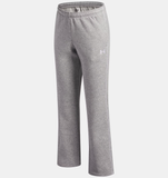 Under Armour Girls' UA Rival Fleece Piped Pants - Mod Gray Light Heather / White - 011