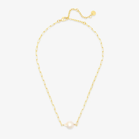 Pura Vida Pearl Paperclip Choker Necklace ~ Gold