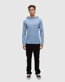 Tentree Men's TreeBlend Baker Hooded Longsleeve T-Shirt - Lakeside Blue Heather