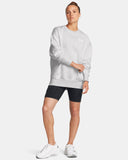 Under Armour Women's UA Icon Fleece Oversized Crew - Distant Gray Medium Heather / White - 023