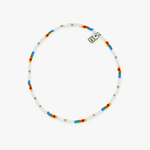 Pura Vida Rainbow Seed Bead Stretch Anklet ~ Silver