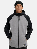 Burton Mens Crown Weatherproof Full-Zip Fleece - Grey Heather/True Black