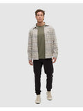 Tentree Mens Thompson Relaxed Brushed Cotton Overshirt Shacket - Sand Stone Multi Stripe